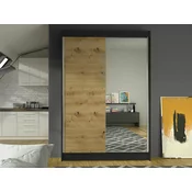 Garderobna omara Atlanta 147 Črna, Artisan hrast, 200x120x58cm, Vrata omare: Drsna