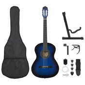 vidaXL 12-dijelni set klasične gitare za početnike plavi 4/4 39”
