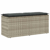 Vrtna klupa s jastukom svijetlo siva 110x40x44 cm poliratan
