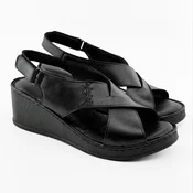 LP Fashion Ženske kožne sandale, Crne