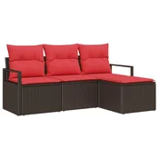 Set sofe s jastukom s pohranom 4 pcs Smeda i crvena poliratan
