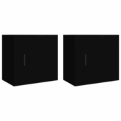 MAISON CHIC Stenski Dvo delni komplet Nočne omarice - Nočne mize Črna 50x30x47 cm, (21689772)