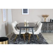 Venture Design Jedilna miza in stol komplet zlata raztegljiva 180x85x76 cm črna in bež