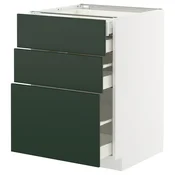 METOD/MAXIMERA Podstav omr 3lč/2nzk/1sre/1vsk prd, bela/Havstorp globoka zelena, 60x60 cm