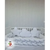 Bubamara037 Set za krevetac sa ogradicom od pletenica, 120x60cm, Beli