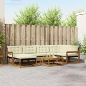 Set vanjskih sofa 19 pcs Prirodna i krem Cvrsto drvo akacije