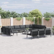 vidaXL Vrtna sedežna garnitura 14 pcs Antracitna Jeklo