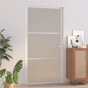 VIDAXL notranja vrata (102.5x201.5cm), bela mat steklo in aluminij
