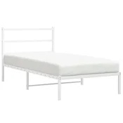 Vidaxl Kovinski posteljni okvir z vzglavjem bel 100x190 cm