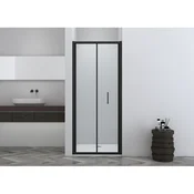 SANOTECHNIK zložljiva tuš vrata črna 88-92x200cm 6mm Easy-Clean