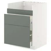 METOD / MAXIMERA Pod.el.BREDSJÖN sudop/3front/2fiok, bela/Nickebo mat sivozelena, 60x60 cm