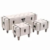 3-dijelni set klupa za pohranu 112x37x45 cm od drva i celika