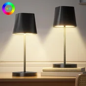 Nikcorp Brezžična LED namizna svetilka komplet 2 kosa brez dotika, nastavljiva svetlost in 3 barve 3000/4000/5000 K, IP44, USB polnjenje, kovinska podstavek in steblo, višina 24,5 cm premer 10 cm