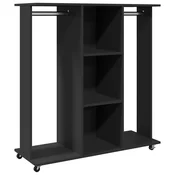Vidaxl Garderobna omara s koleščki črna 102x38x110 cm inženirski les