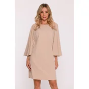 Stylove Womans Dress with batwing sleeves - beige