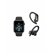 Ksix Active set, SportBuds2 wireless s pametno uro Urban 3, črne barve