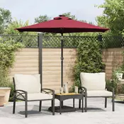 Vrtni suncobran s celicnom šipkom bordo 225 x 225 x 212 cm