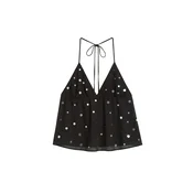 Pull&Bear Top črna / srebrna