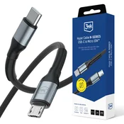 Kabel 3mk Hyper Cable N-SERIES C na Micro 1 m QC 3.0 5V/2A 10W črn USB kabel za dodatke