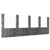 vidaXL Gabion košara U-oblike s 5 stebri železo 500x20x200 cm