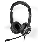 Nedis PC slušalke | Na ušesu | Stereo | USB Type-A / USB Type-C | Zložljiv mikrofon | Črna