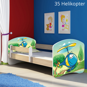 Dječji krevet ACMA s motivom, bočna sonoma 140x70 cm - 35 Helikopter