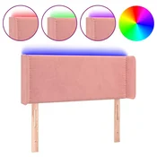 Vidaxl LED posteljno vzglavje roza 103x16x78/88 cm žamet