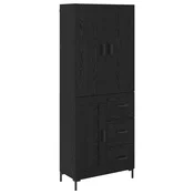 Vidaxl Visok predalnik s predalom Črna Orehovina 69,5 x 34 x 180 cm