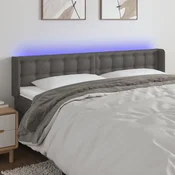 Vidaxl vidaXL Vzglavje postelje z LED svetlo sivo 163x16x78/88 cm umetno usnje