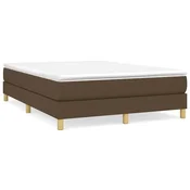 Vidaxl Posteljni okvir z vzmetmi temno rjav 140x190 cm blago