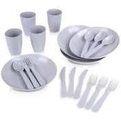 shumee Set za piknik, turistični krožnik, skodelica, plastični jedilni pribor za večkratno uporabo