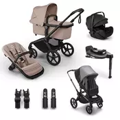 Bugaboo Fox 5 Renew BLACK/DESERT TAUPE MELANGE-DESERT TAUPE MELANGE, komplet 6v1 (Black Otter)