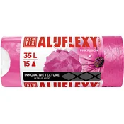 Vrečke za smeti, zložljive, LDPE, parfumirane, 35 l, 15 kosov, 53x53 cm, 20 µ, ALUFIX Aluflexy, roza, 15 kosov