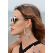 Elegantni uhani z okrasnimi diamanti, zlate barve