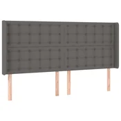 Vidaxl Vzglavje z ušesi sivo 203x16x118/128 cm umetno usnje