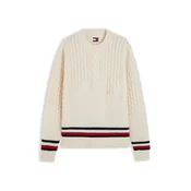 Tommy Jeans Pulover kremna/temno rdeča/črna