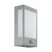EGLO 95989 | Ralora Eglo zidna svjetiljka sa senzorom, svjetlosni senzor - sumračni prekidač 1x LED 1000lm 3000K IP44 plemeniti čelik, čelik sivo, bijelo