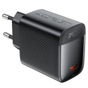 Premium 45W stenski polnilni adapter Acefast A112 z GaN tehnologijo, hitrim polnjenjem in 1x USB-C izhodom - črn