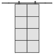 Vidaxl Drsna vrata z opremo 102,5x205 cm ESG steklo in aluminij