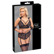 Cottelli Bondage Plus Size - komplet čipkastih modrčkov (črna)