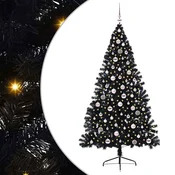 Vidaxl Umjetna preddekorirana božićna jelka Črna 240 cm PVC