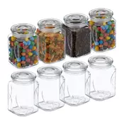 Northix 8 kos. Stekleni kozarci za shranjevanje, 750 ml, s pokrovi