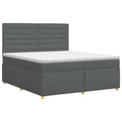 vidaXL Postelja boxspring z vzmetnico Temno siva 140 x 200 cm Blago