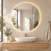 ModernHome Okroglo kopalniško ogledalo z LED osvetlitvijo 80 cm, 3 barve svetlobe in stikalo na dotik
