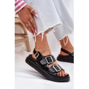 BIG STAR SHOES Leather Patent Women Sandals With Buckles Big Star