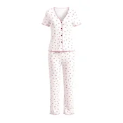 Trendyol ženski set pidžama Ecru-Red Cherry Baby Overlock Detailed Ribbed Knitted Pajama Set Thmaw27Pt00109