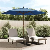 Vrtni suncobran s drvenim stupom azurnoplava 299 x 240 cm
