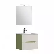 Trent kopalniško pohištvo 60 cm keramični umivalnik (2 predala) z ogledalom 60x80 cm pistacija zeleno-bela