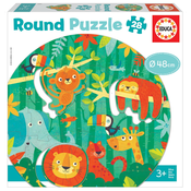 Puzzle za najmlađe okrugle The Jungle Round Educa životinje u džungli 28 dijelova 48 cm promjer