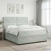 vidaXL Postelja boxspring z vzmetnico Svetlo siva 160 x 200 cm Žamet